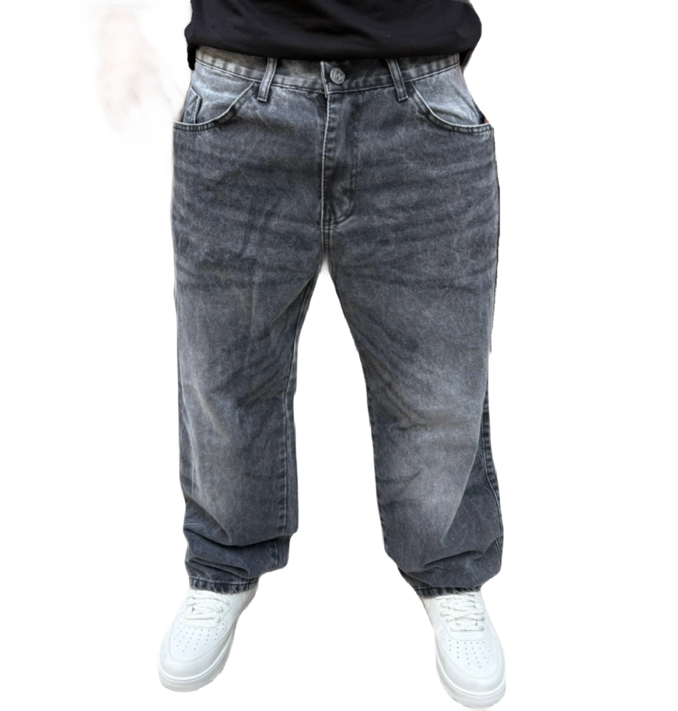 CALÇA BAGGY DENIM JEANS ESTONADA PRETO