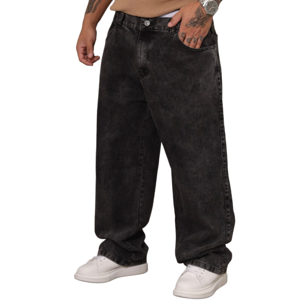 CALÇA BAGGY DENIM JEANS PRETO